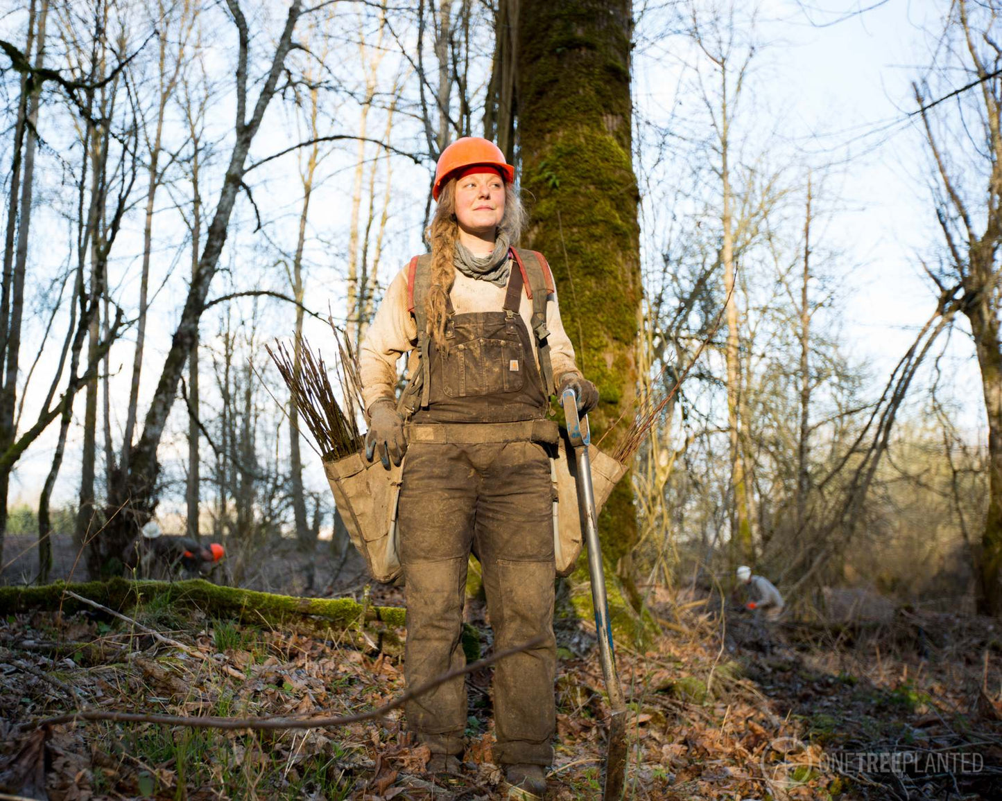 woman planting trees in reforestation project with onetreeplanted and silverwood jewellery