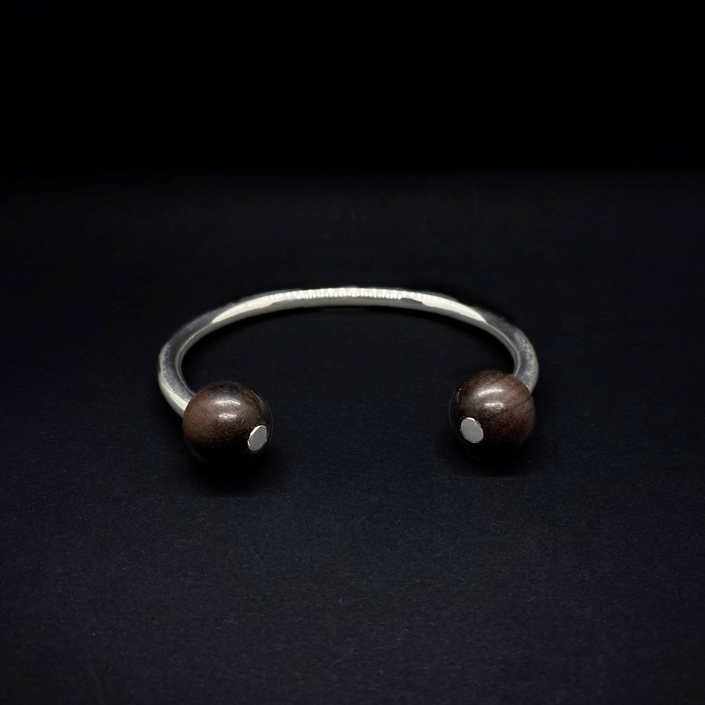 Lana Double Bead Torque Bangle black by Silverwood Jewellery