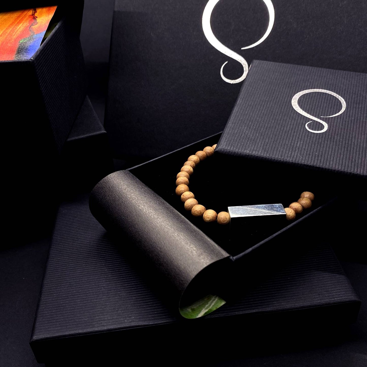 Brier Silver Block and Bead Unisex Bracelet - Light - Silverwood Jewellery