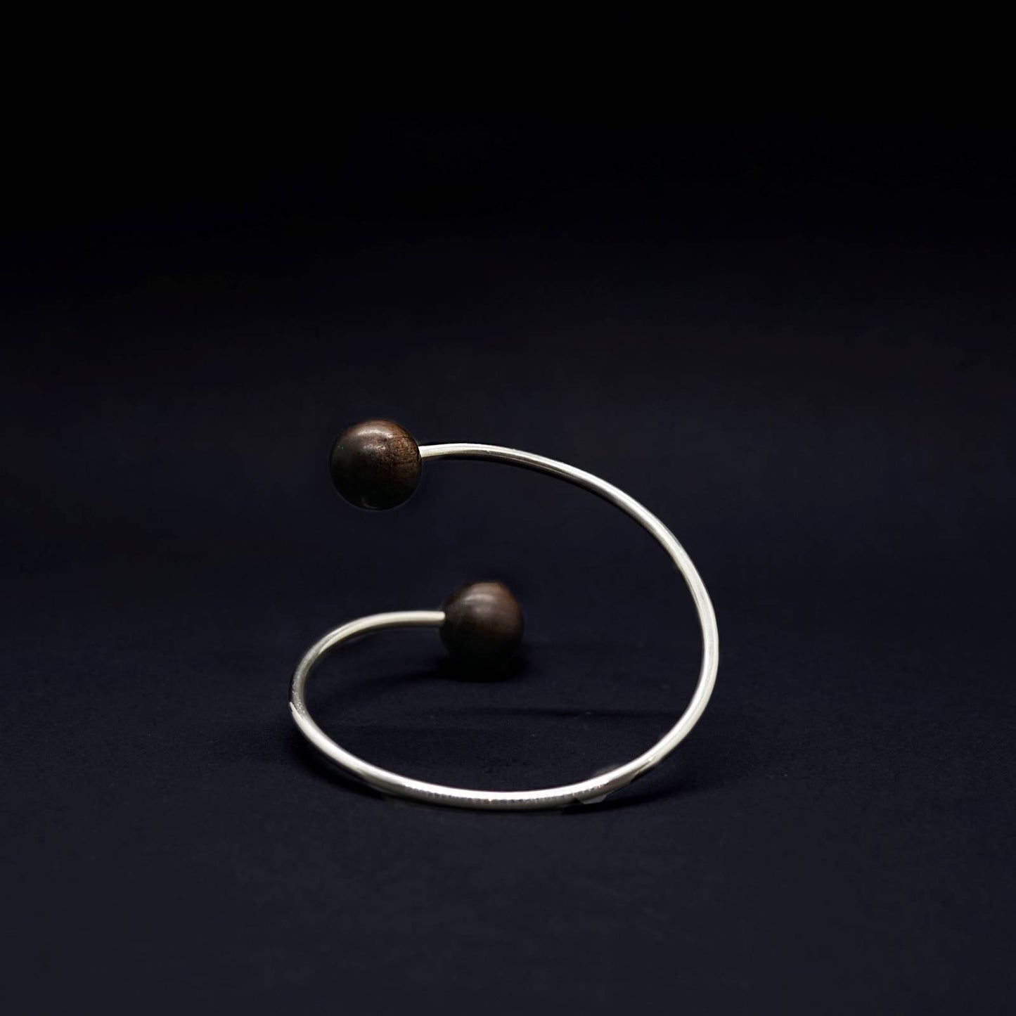 Lana Double Bead Twisted Torque Bangle - Silverwood Jewellery