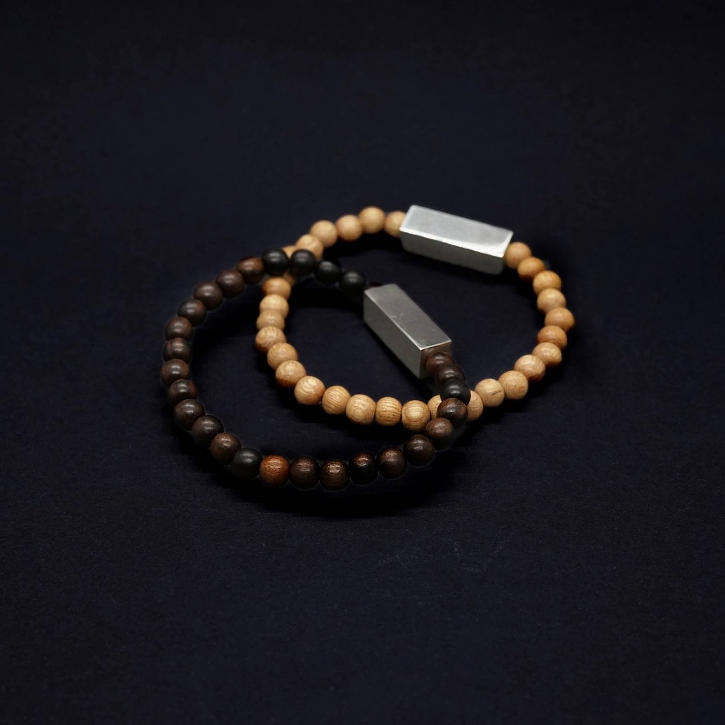 Brier Silver Block and Bead Unisex Bracelet - Red - Silverwood Jewellery