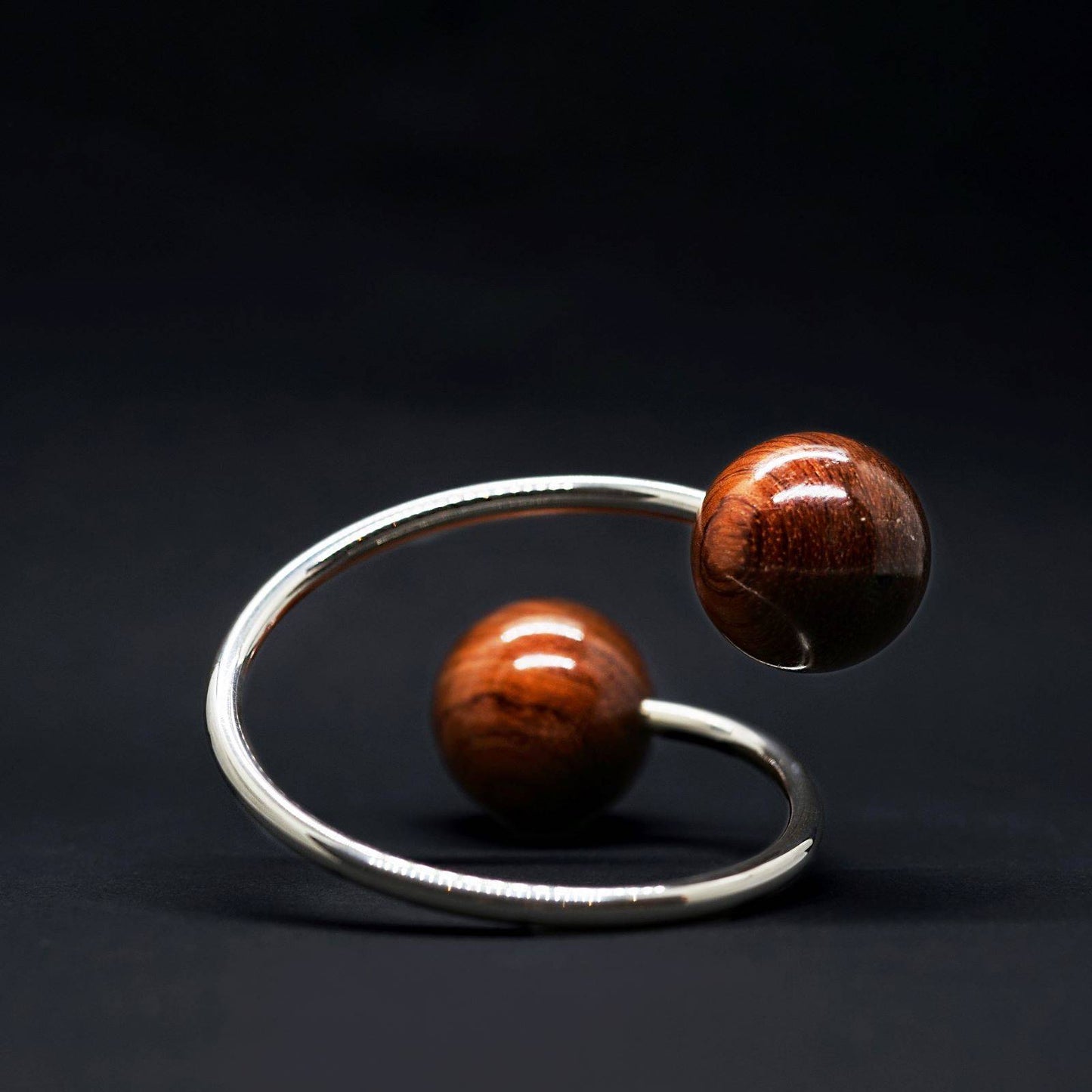 Gaia Doube Sphere Twisted Torque Bangle - Silverwood Jewellery