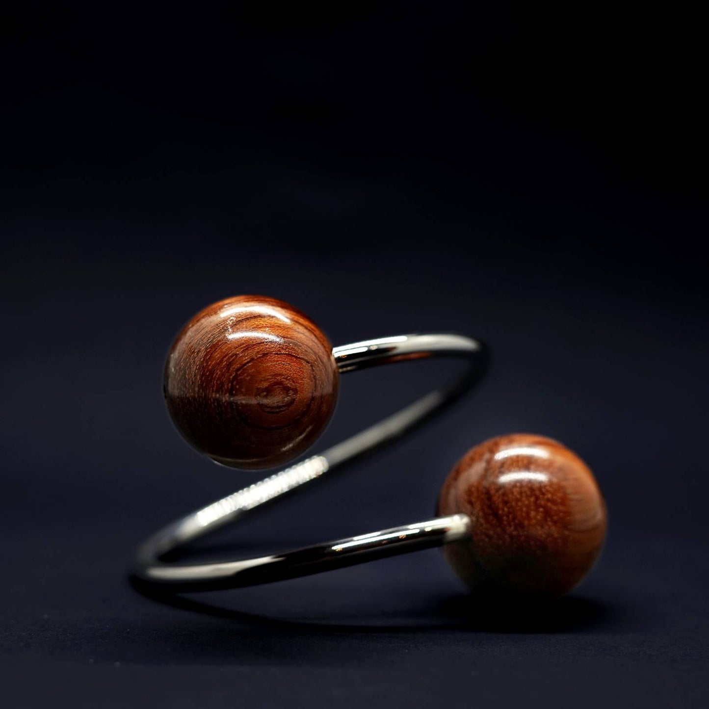 Gaia Doube Sphere Twisted Torque Bangle - Silverwood Jewellery