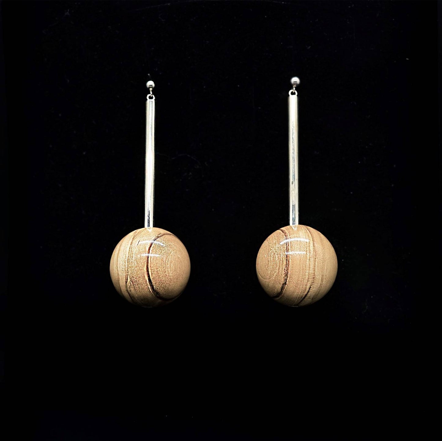 Gaia Bead & Silver Tube Earrings modern sustainable jewellery by Silverwood Jewellery