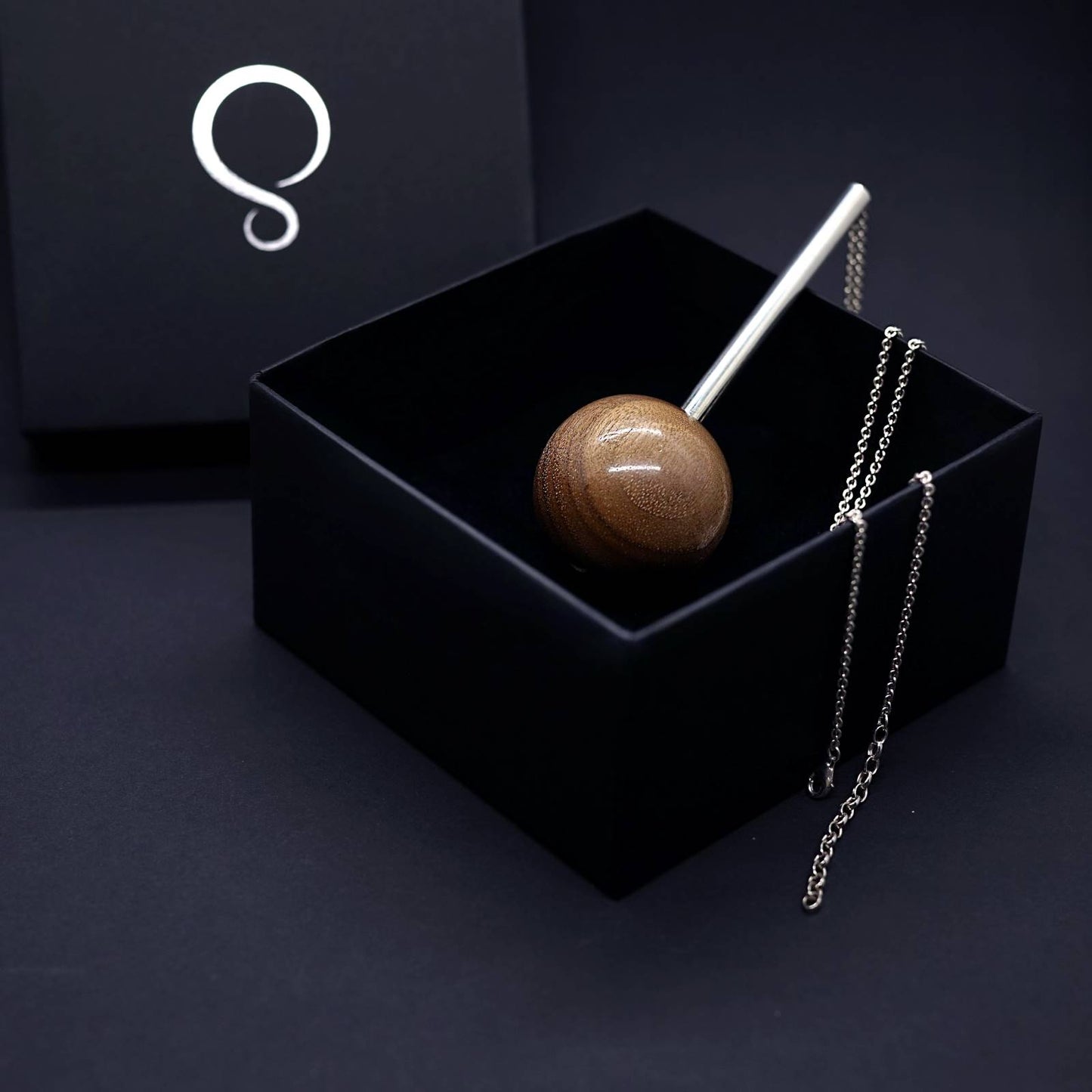 Gaia Large Sphere & Silver Tube  Necklace - Long - Silverwood Jewellery
