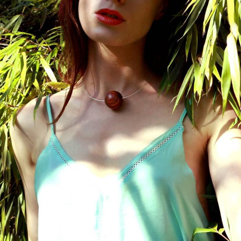 Gaia Large Bead & Silver Cable Necklace - Silverwood Jewellery
