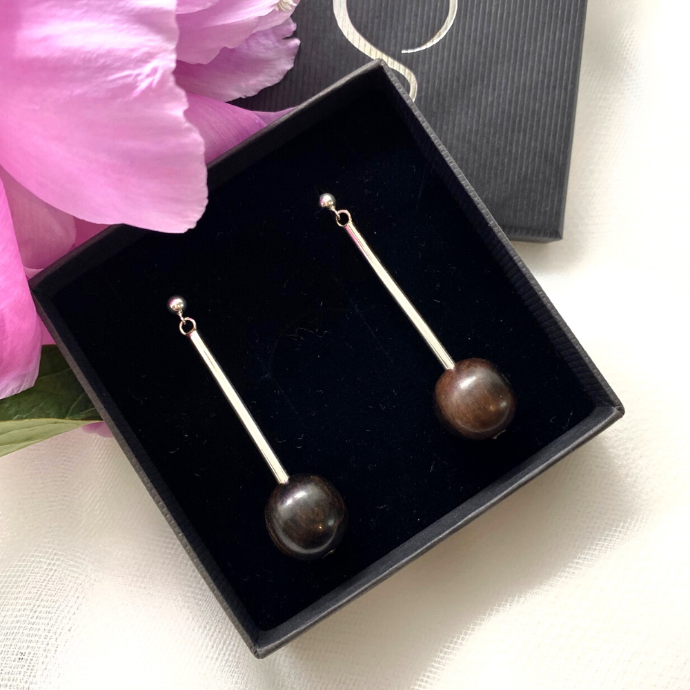Lana Bead & Silver Drop Earrings - Silverwood Jewellery