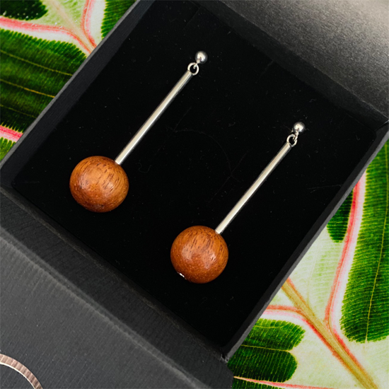 lana silver and wood drop earrings