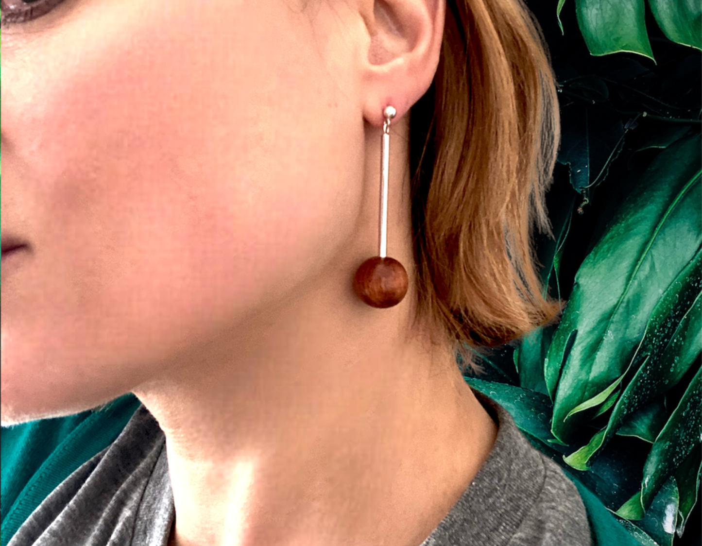 model wearing statement silver drop earrings by silverwood jewellery giveaway