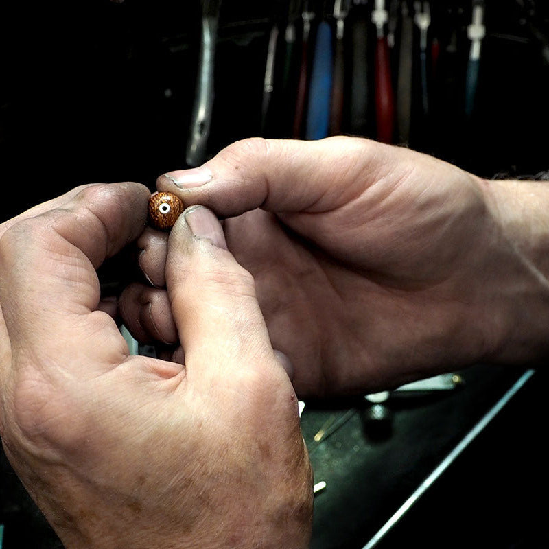 jewellery creating silver detail in wood beed for silverwood