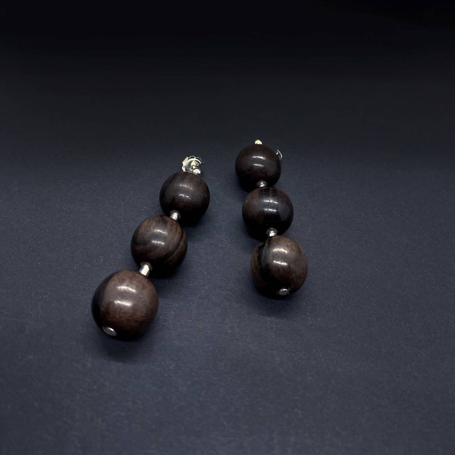 Lana Triple Bead & Silver Tube Earrings - Silverwood Jewellery