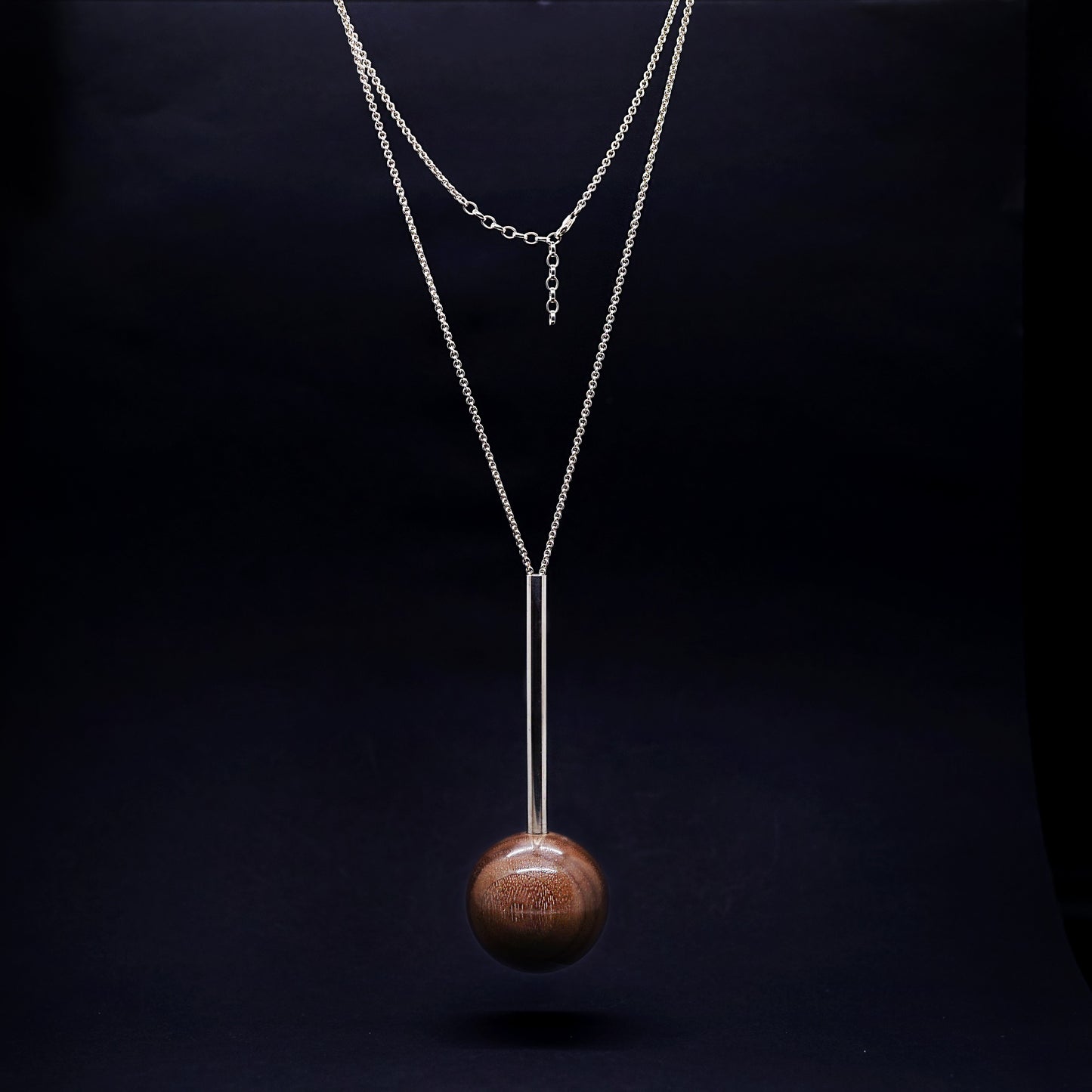 Gaia Large Sphere & Silver Tube  Necklace - Long - Silverwood Jewellery