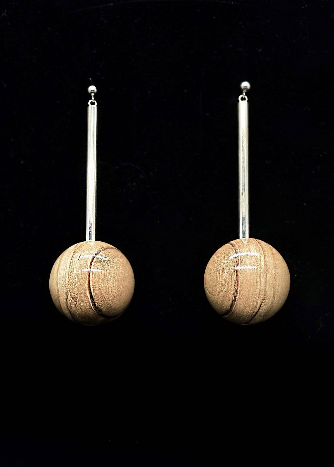 Gaia Bead & Silver Tube Earrings modern sustainable jewellery by Silverwood Jewellery