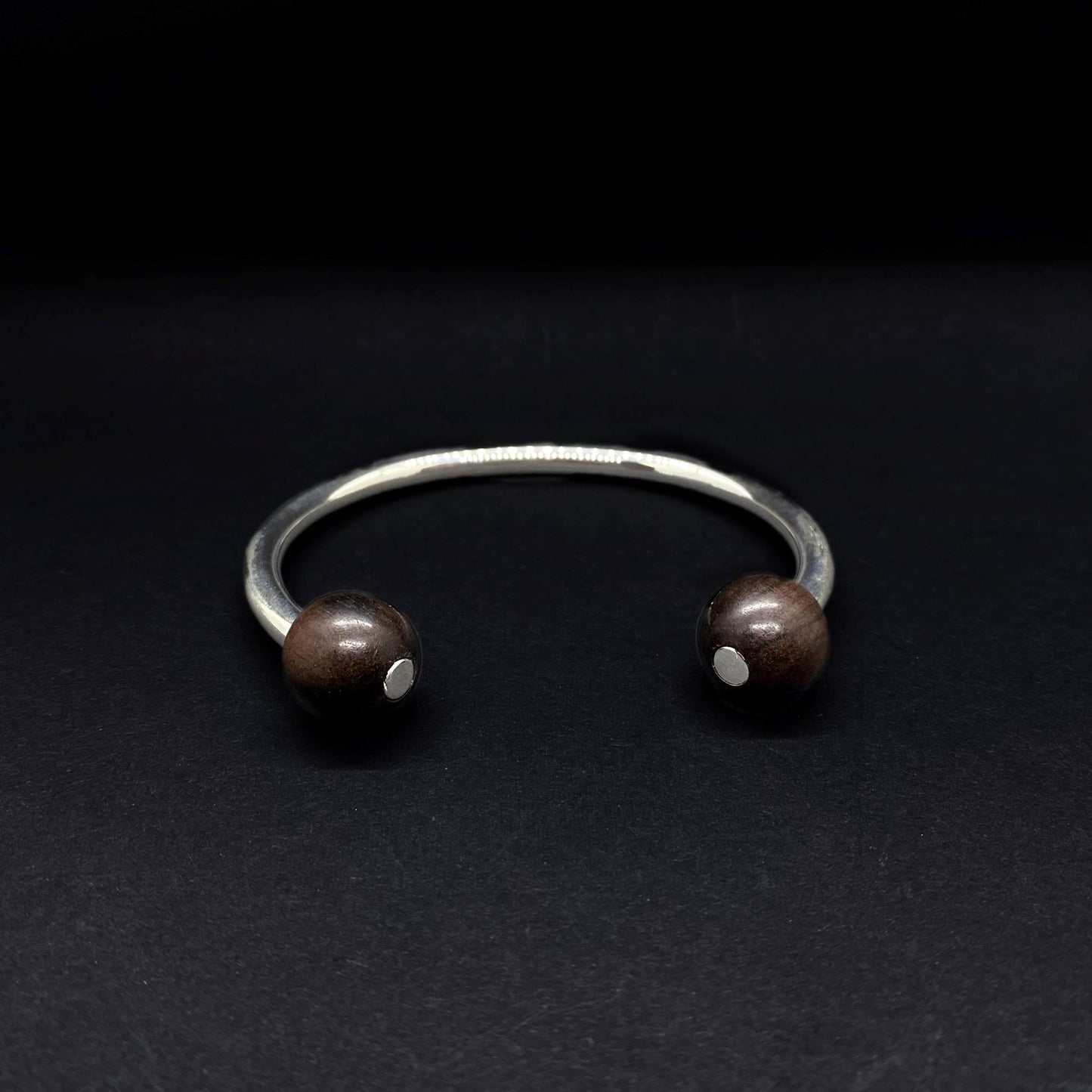 Double bead torque bangle front view for men Silverwood Jewellery