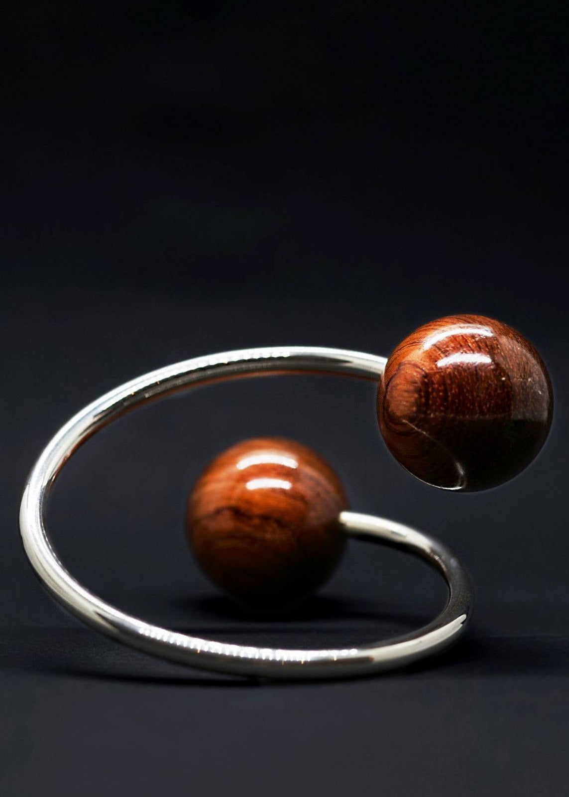 Gaia Doube Sphere Twisted Torque Bangle - Silverwood Jewellery