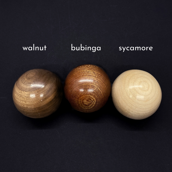 Load image into Gallery viewer, Giant wood beads by Silverwood Jewellery walnut buging sycamore polished with vegan polish
